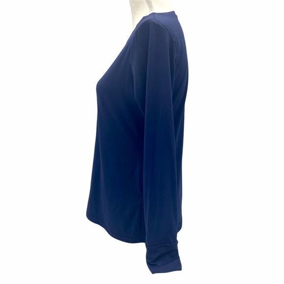 Graceful By Happy Scrubs Stretchy Long Sleeve Tee in Navy - Picture 4 of 6